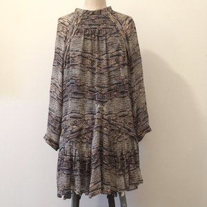 Isabel Marant silk boho mini dress long sleeve